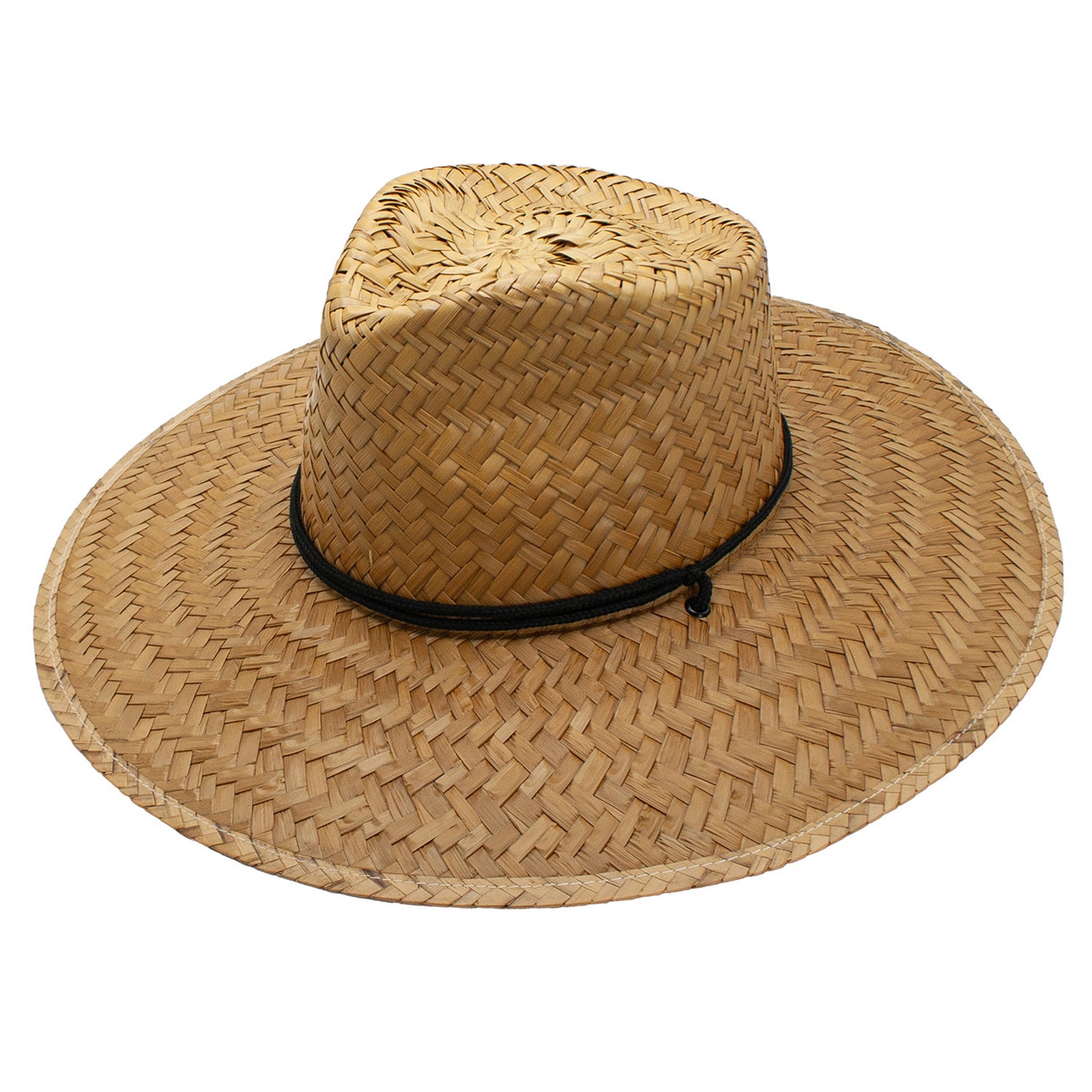 Flats Straw Natural Black Band Lifeguard Sun Beach Hat Doba Default